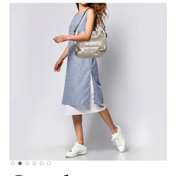 Coach Bags Coach Silver Pebbled Leather Convertible Crossbody Hobo